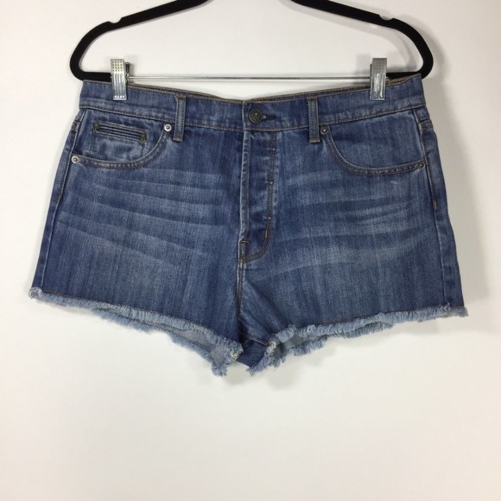 The Kooples High Waist Denim Shorts Skull Hardware